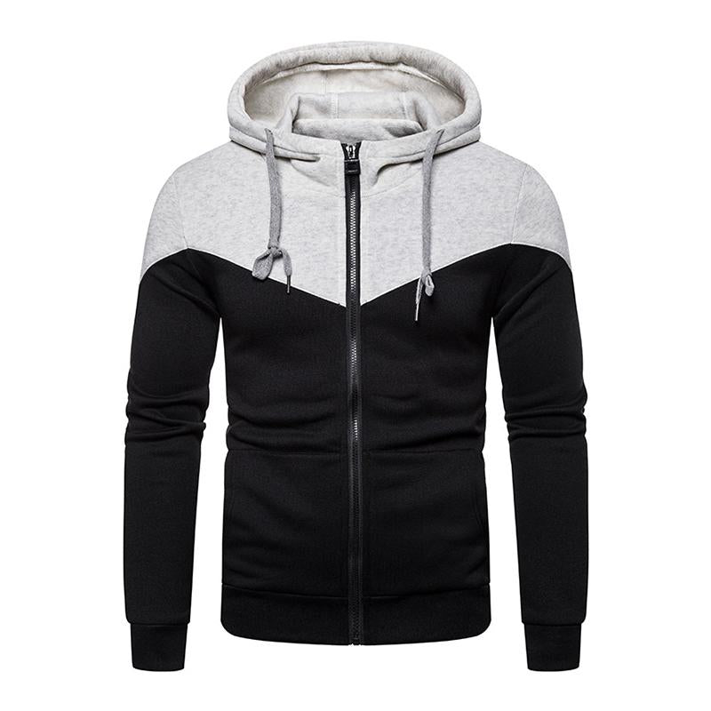 Men's Casual Color Contrast Stitching Hoodie Jacket 40791532M