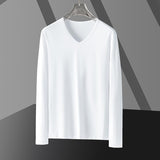 Men's Casual Bottoming Shirt V-Neck Long Sleeve T-Shirt 36952230Z