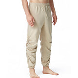Men's Cotton Linen Drawstring Elastic Waist Casual Pants 12456278X