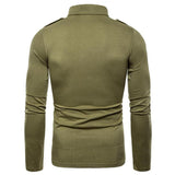 Men's Solid Color Lapel Long Sleeve Polot T-Shirt 27062062Y