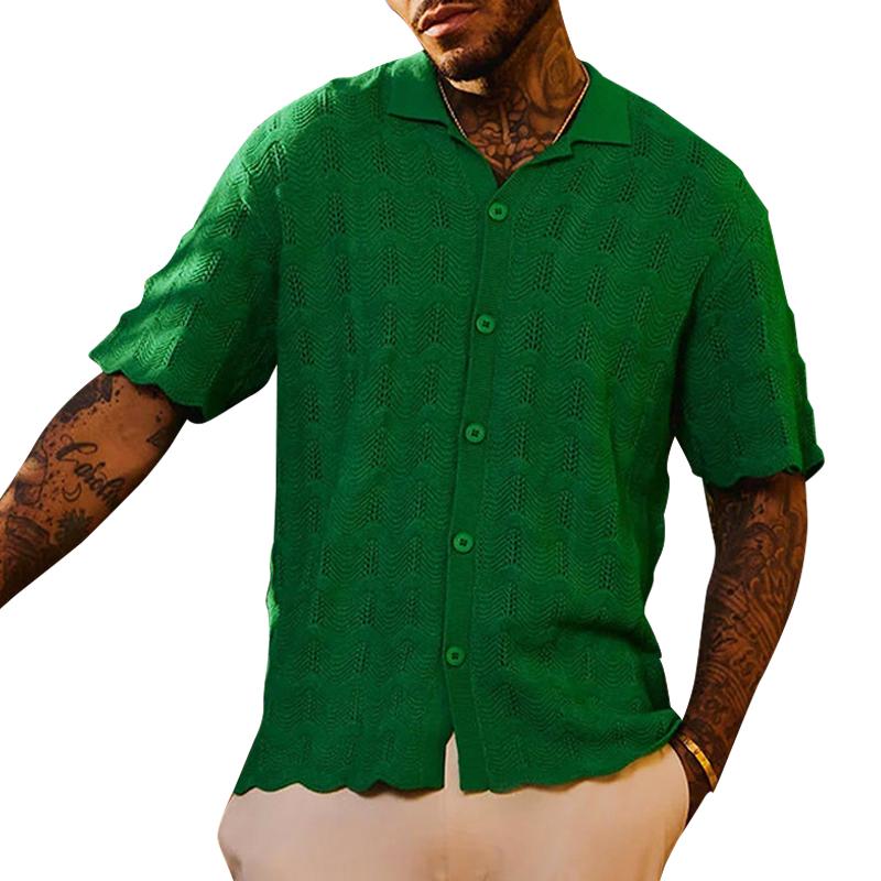 Men's Vintage Loose Short Sleeve Knit T-Shirt Sweater 54114296Y