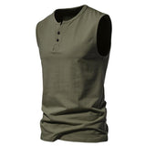 Men's Henley Collar Casual Solid Color Tank Top 41079850Y