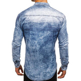 Men's Vintage Wash Long Sleeve Denim Shirt 48718428X