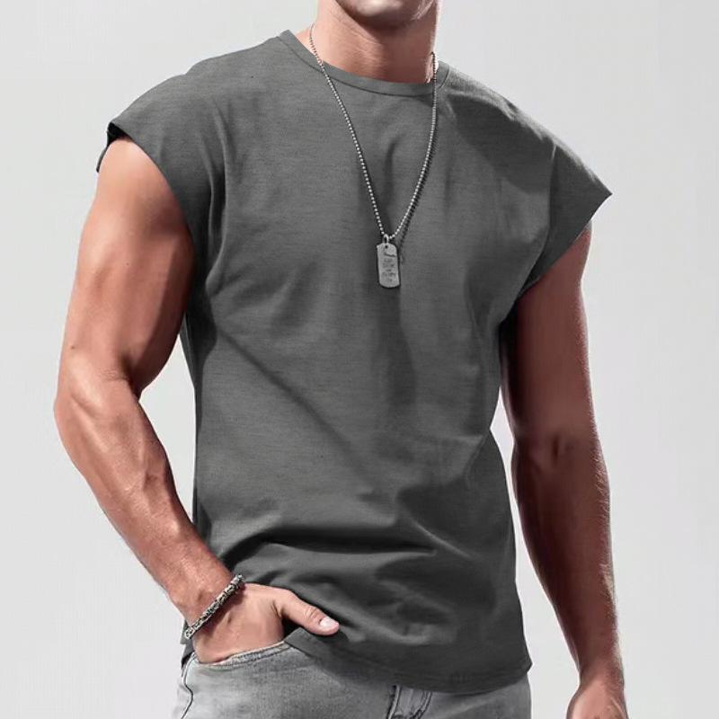 Men's Solid Loose Sleeveless  Sports T-shirt 64307072Z