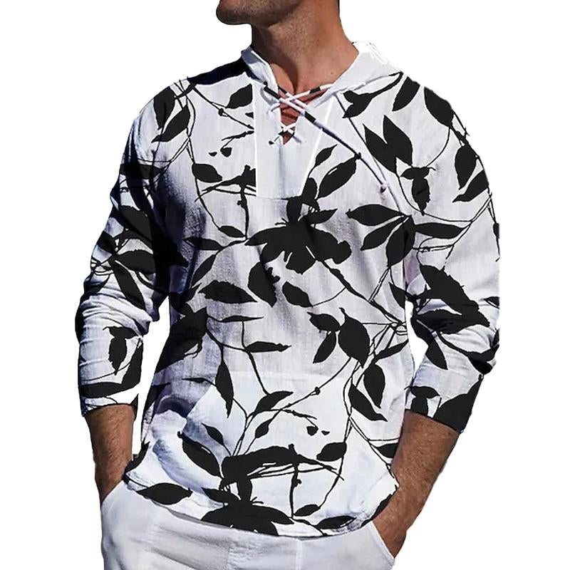 Men's Tie Pocket Hooded Long Sleeve T-Shirt 42259365X