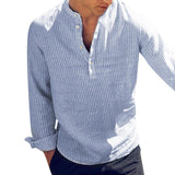 Men's Casual Striped Long Sleeve Henley Shirt 99249983M