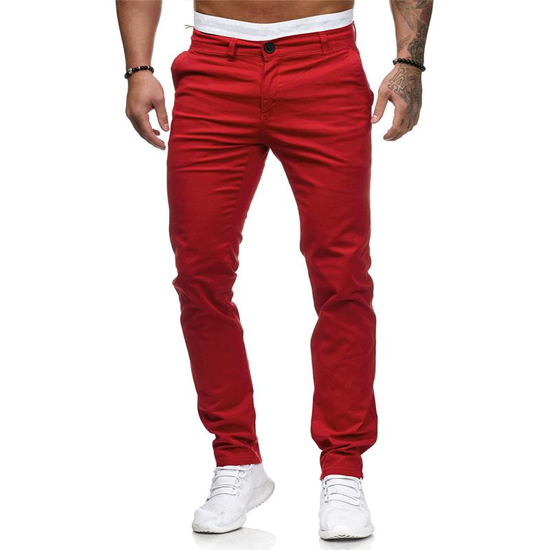 Men's Casual Solid Color Slim Fit Pants 43253681M
