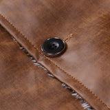 Men's Stand Collar Leather Biker Jacket 90020300X