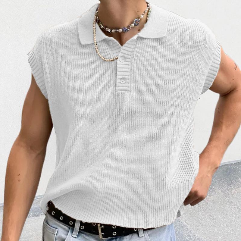 Men's Casual Solid Color Polo Collar Knitted Sweater 80077057Y