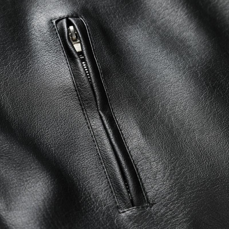 Giacca in pelle slim con colletto alla coreana da uomo 11233032X