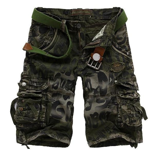 Mens Cargo Camo Shorts (Without Belt) 85635492X Army Green / 28 Shorts