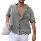 Men's Casual Solid Color Lapel Pocket Shirt 11438449Y