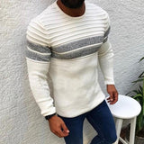 Men's Casual Crew Neck Colorblock Long Sleeve Pullover Knitwear 67038571M
