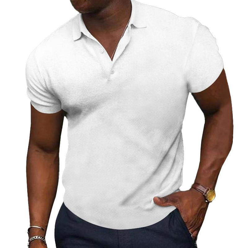 Men's Casual Slim Solid Color Short Sleeve Polo Shirt 04477231M