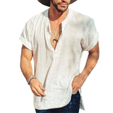 Men's Casual Solid Color Round Neck Short Sleeve Shirt 00444974M