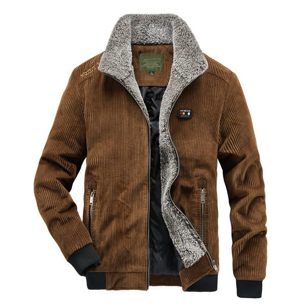 Mens Corduroy Fleece Stand Collar Jacket Coffee / M Coats & Jackets