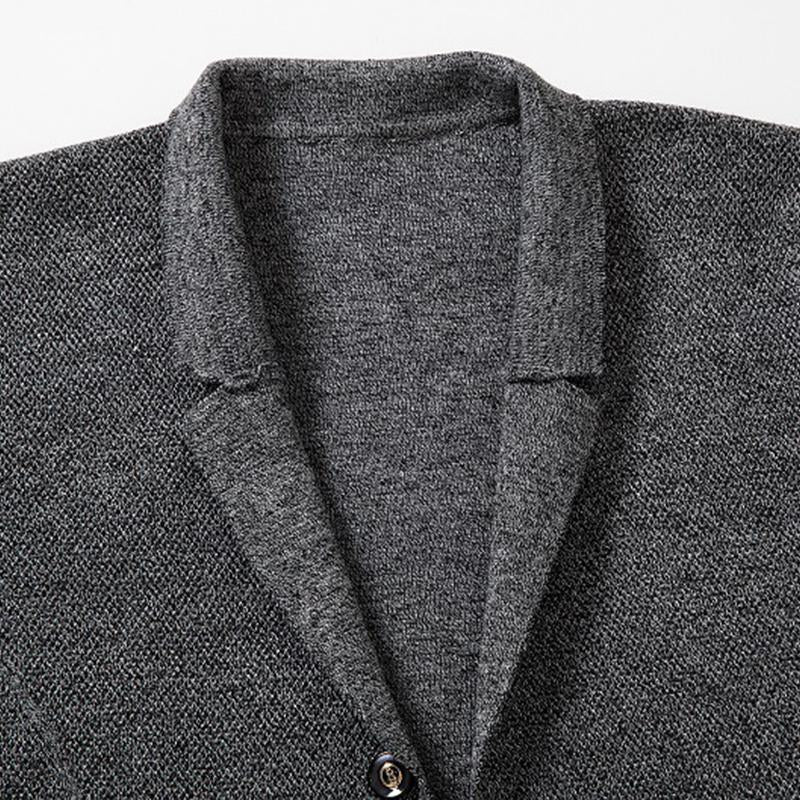 Men's Suit Collar Casual Long Sleeve Knit Cardigan 56117326M