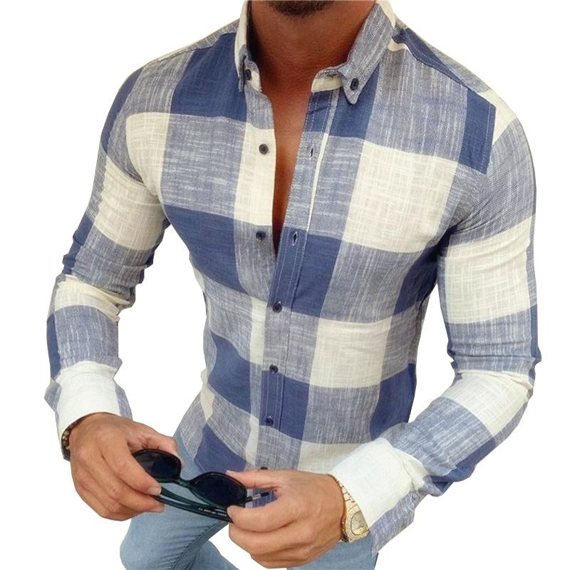 Men's Casual Plaid Long Sleeve Shirt 15985391M