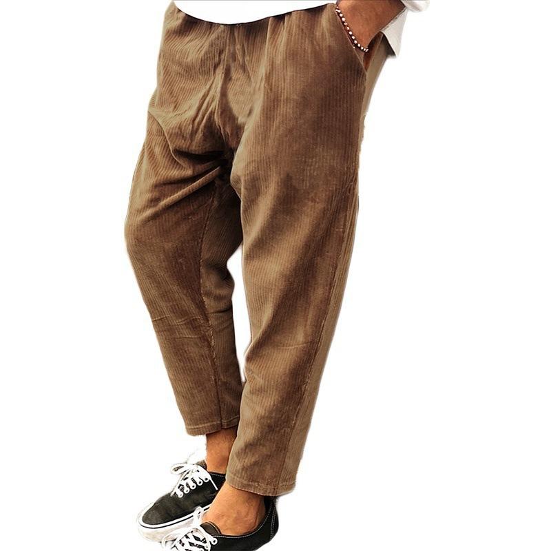 Men's Corduroy Loose Straight Cropped Pants 00857343X