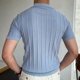 Men's Lapel Collar Plain Short Sleeve Knitted Polo Shirt 00619492M