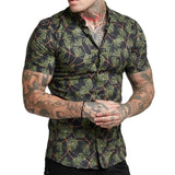 Men's Lapel Printed Slim Shirt 63097428X