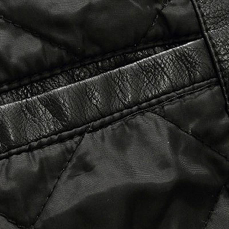 Men's Vintage Cotton Thick Lapel Leather Blazer 79446357M