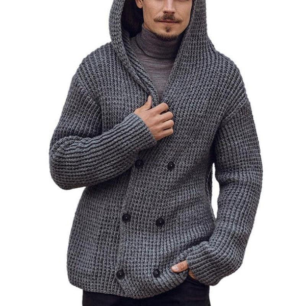 Men's Double Breasted Hooded Knit Cardigan 04185240M