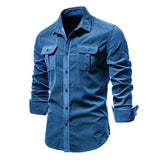 Mens Vintage Corduroy Shirt 86503503X Blue / M Shirts & Tops