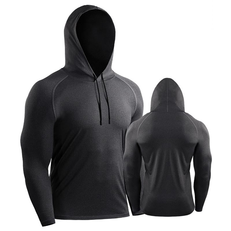 Men's Solid Color Hooded Long Sleeve Quick Dry T-Shirt 67290109Y