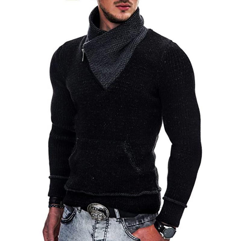 Men's Long Sleeve Turtleneck Pocket Knit Sweater 74575373M