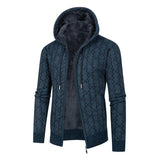 Men's Loose Jacquard Thick Hooded Knit Jacket 61250351M
