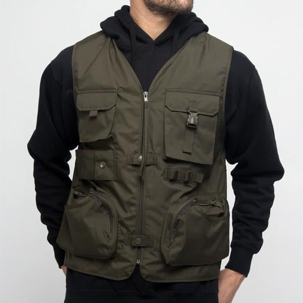 Mens V-Neck Multi-Pocket Quick-Drying Vest Md111 Army Green / M Vests