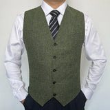 Men's Herringbone Pattern V-neck Suit Groom and Best Man Vest 26434573X