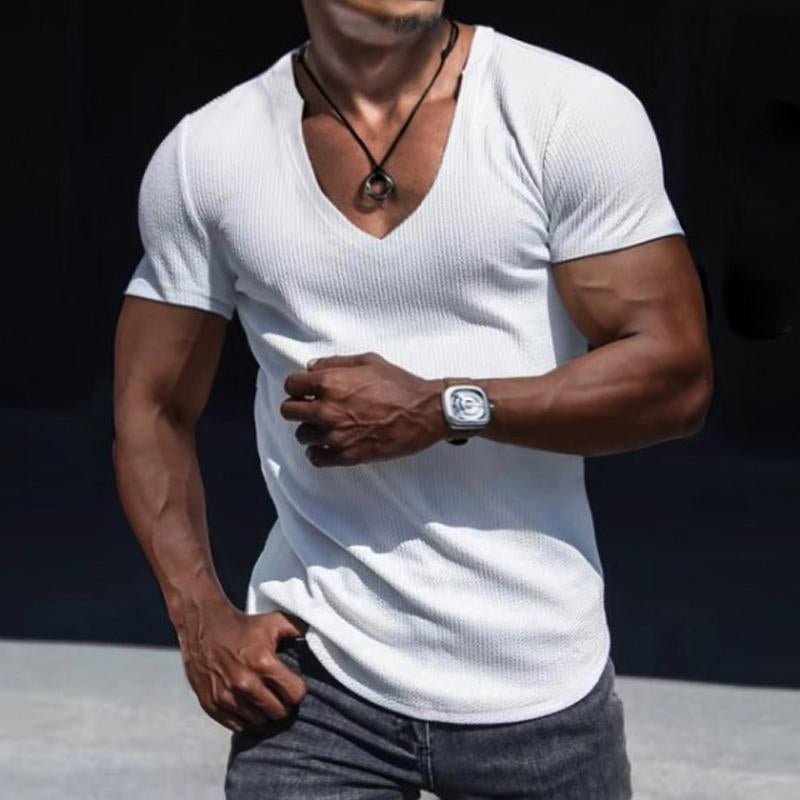 Men's Slim Fit Short Sleeve Sport V-Neck Top T-Shirt 81387684X ...