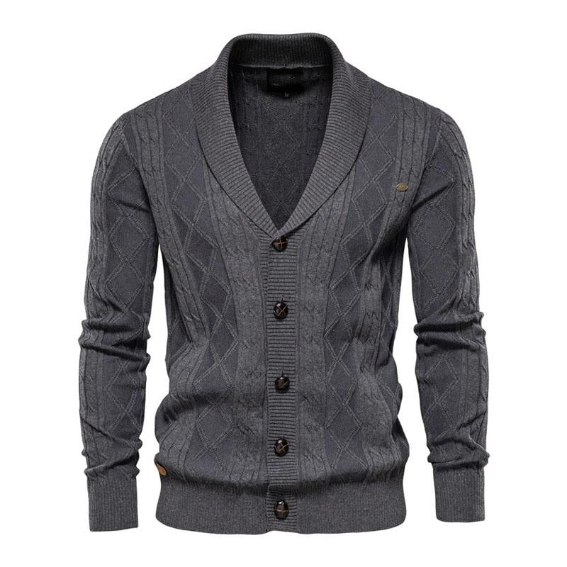 Men's V-Neck Long Sleeve Thick Knit Sweater Jacket 32951109M