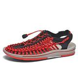 Mens Handwoven Beach Sandals 53152187 Black Red / 8 Shoes