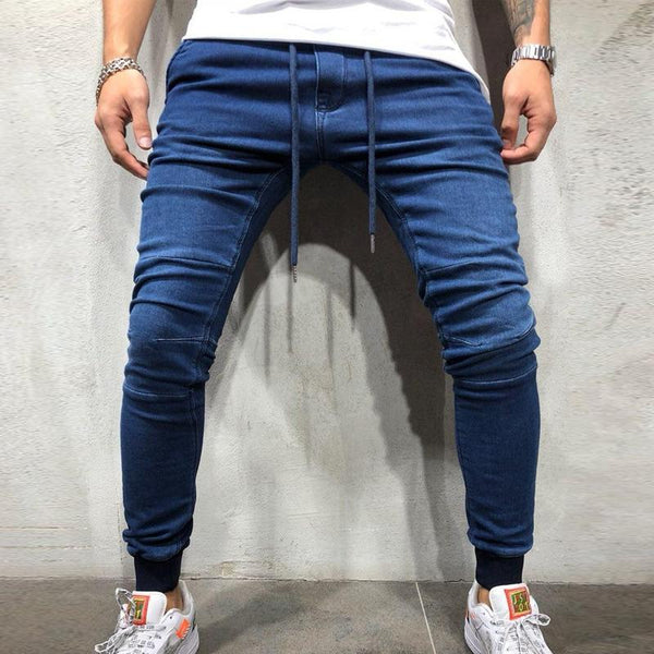 Men's Casual Solid Color Drawstring Jeans 35841881Y