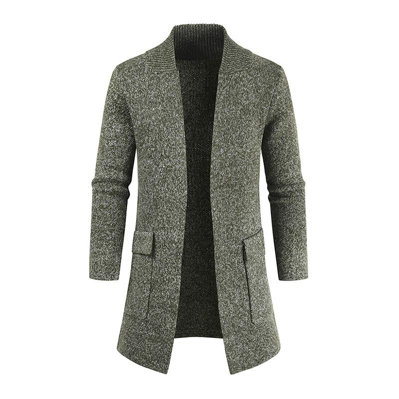 Men's Casual Patch Pocket Mid-Length Knitted Cardigan 94033223M