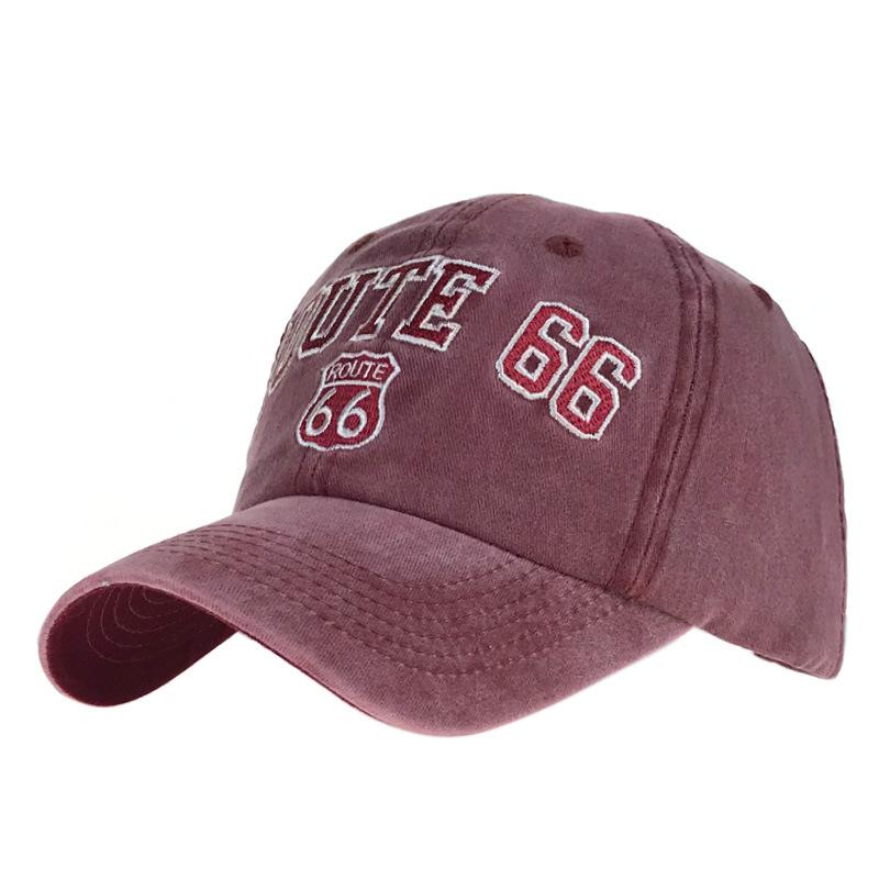 Gorra de béisbol de algodón desgastado con bordado de la Ruta 66 96546640M