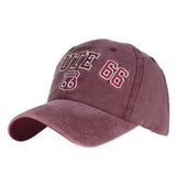 Cotton Distressed Washed Route 66 Embroidered Baseball Cap 96546640M