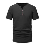 Men's Cotton Linen Fashion V Neck Beach Short Sleeve T-Shirt 12669214X