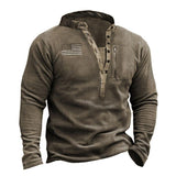 Men's V-Neck Outdoor Fleece Thermal Tactical Henley Sweatshirt 38907569M