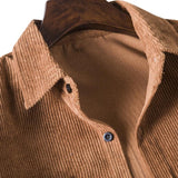 Men's Solid Color Corduroy Long Sleeve Shirt 45368565X