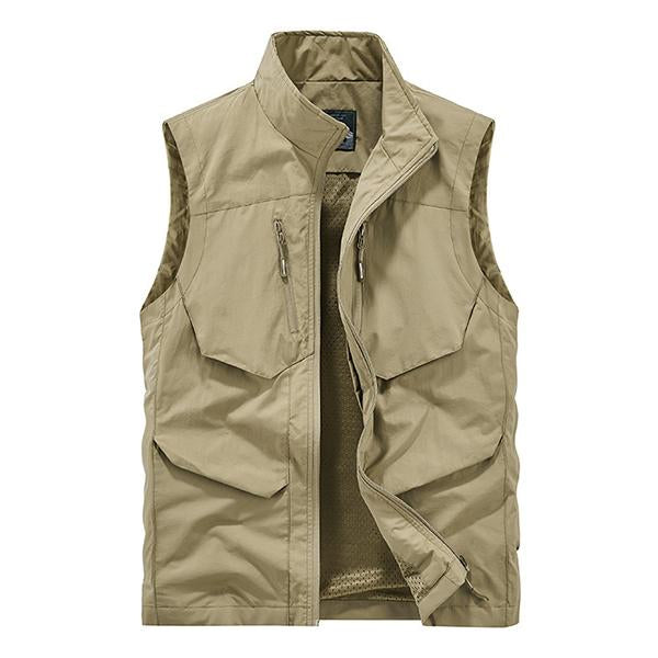 Mens Casual Mesh Multi Pocket Quick Dry Vest 48070387M Light Khaki / S Vests