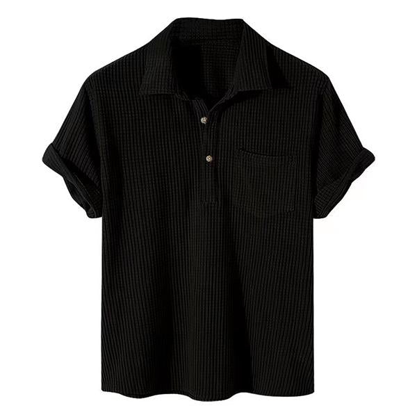 Men's Casual Loose Short Sleeve Waffle Polo Shirt 21750552M