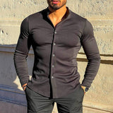 Men's Solid Color Long Sleeve Shirt 29454657X