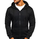 Men's Solid Color Zip Hooded Drawstring Sweatshirt 38242600X
