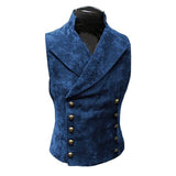 Mens Stand Collar Suede Double Breasted Vest 72601313M Navy / S Vests