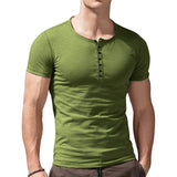 Men's Casual Round Neck Short Sleeve Slim Fit Henley T-Shirt 44091936M