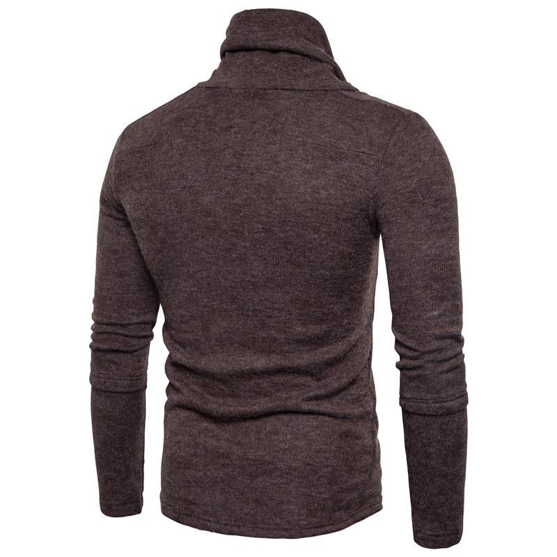 Men's Solid Color Swing Neck Long Sleeve Knitwear 91911778Y